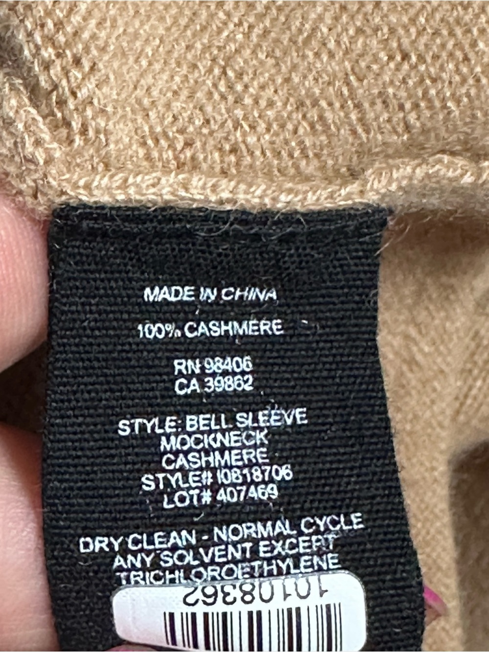 Theory 100% Cashmere Women’s Sweater TanLing Sleeve Soft Knit Top L - Picture 5 of 6